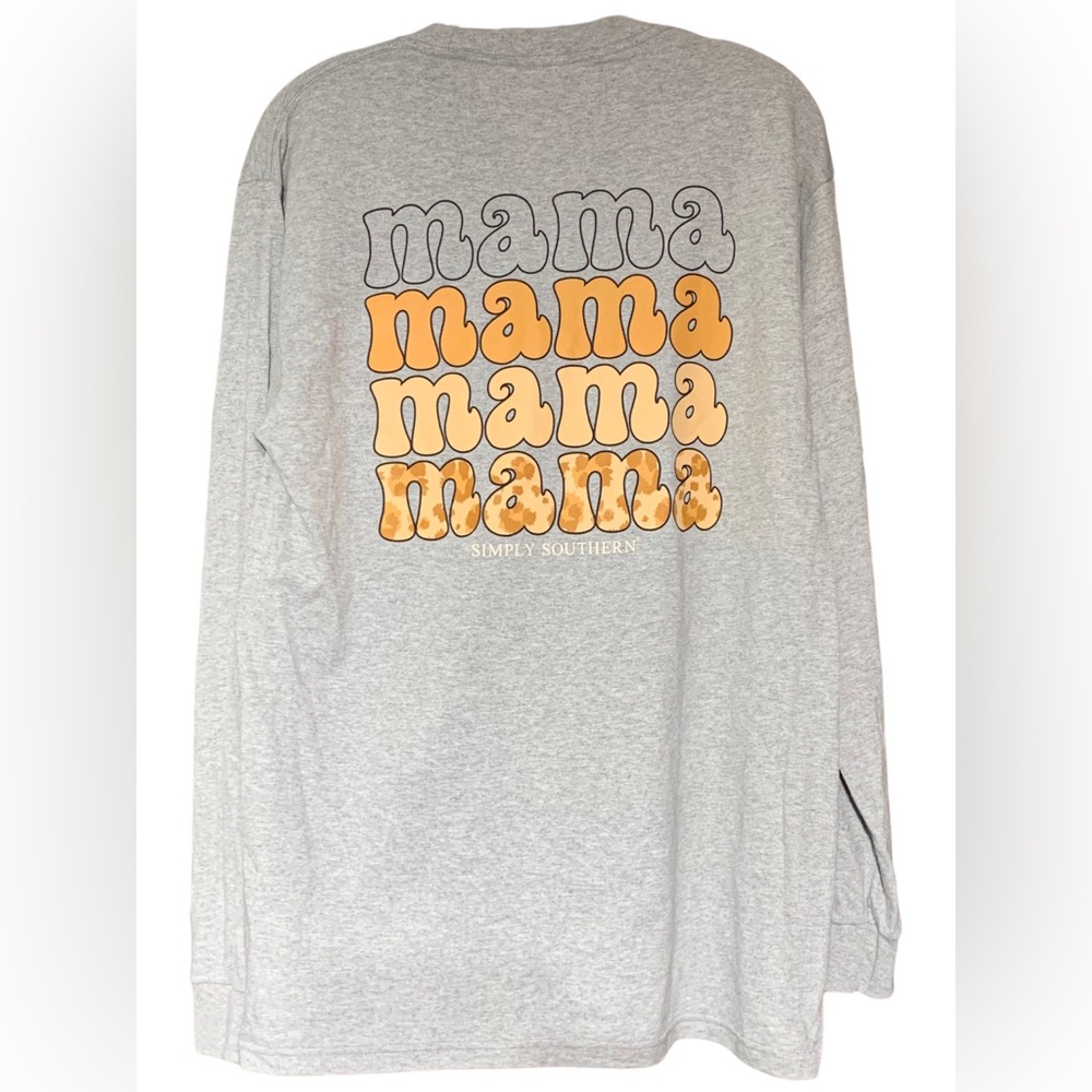 NWT Simply Southern gray mama leopard graphic long sleeve crew neck t-shirt